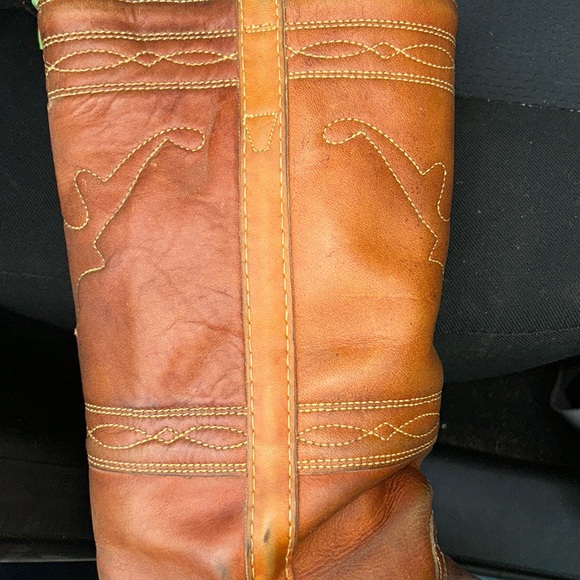 RARE VINTAGE Sz 9.5 CAMPUS long horn stitch 13.5” tall boots Brown leather - Picture 5 of 11